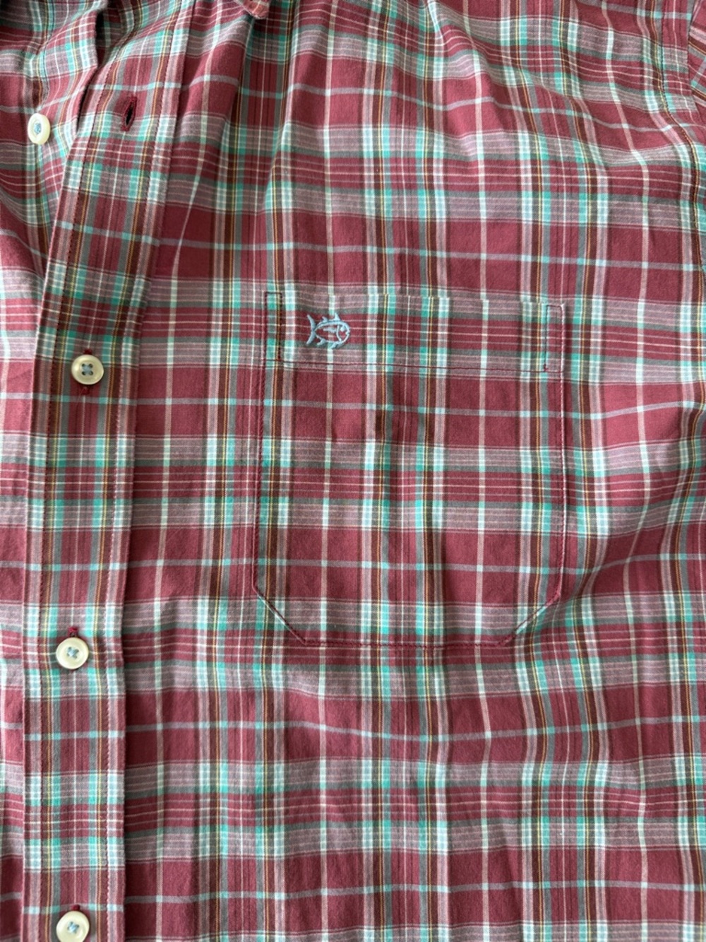 Southern Tide Classic Fit Men’s Button-Down Plaid Shirt Red / White Large - Picture 4 of 8